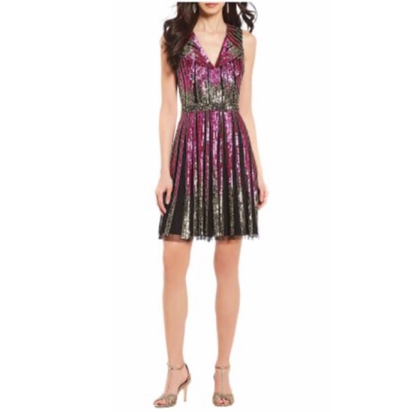 Aidan Mattox Swing Sequin sleeveless Cocktail Dress - Picture 2 of 6
